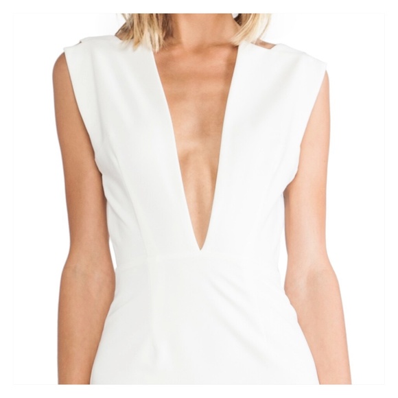 Solace London Women White Midi Dress Square Plunging Neckline Fitted Backless 0 - Picture 6 of 7
